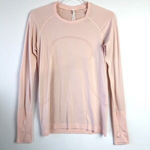 Lululemon Swiftly Tech LS Crew Top Pink Size 8 Thumbholes $78